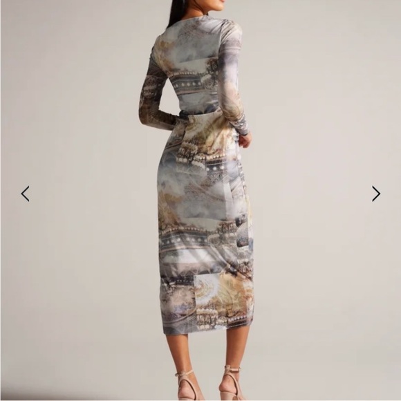 Ted Baker Zaralee Elegant Printed Multicolor Long Sleeve Dress Sz US 2 Ted 0 - Picture 7 of 15